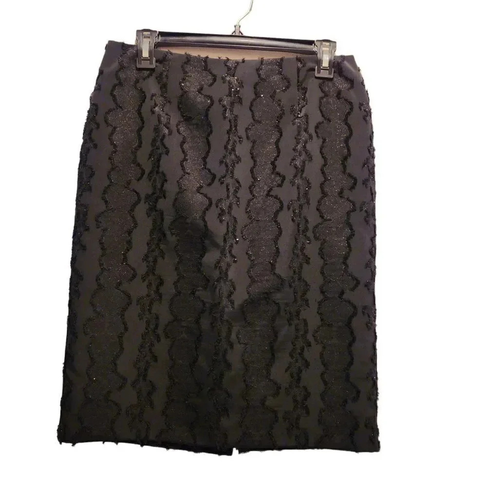 Trina Turk Short Skirt Business Womens Size 2 Black Shimmer Back Zipper Slit